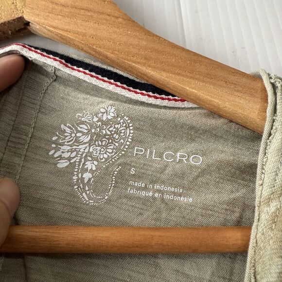 Anthropologie Pilcro Spliced Neck Tee T-Shirt Size S Camo Green Floral Boho - Picture 4 of 14